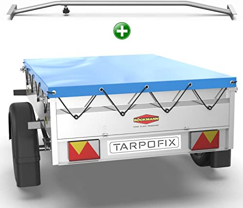 Tarpofix® Anhängerplane 140 x 115 cm + 1x Planenbügel | Anhänger Plane Flachplane aus PVC PLANENMATERIAL | Verstärkte Stema Anhänger Plane für Diverse PKW DDR Hänger | Abdeckplane + Flachplanenbügel