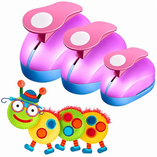 VSREI stansare rund, 3 stycken stansar cirkel motivstansare rund pappersstansare motivhålslag stansare set utstansare motivhål för presentetiketter, hantverk, scrapbooking, foton, gratulationskort, 9