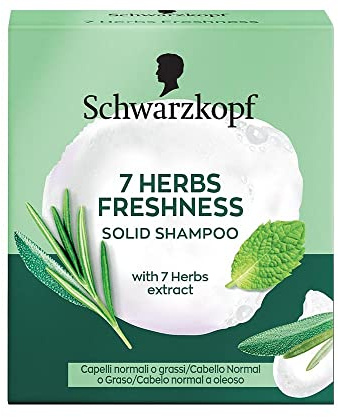 Schwarzkopf - Champú Sólido 7 Herb Freshness - 60g - Para cabello normal o graso - Proporciona un ligero frescor y un suave cuidado para tu cabello sin cargarlo