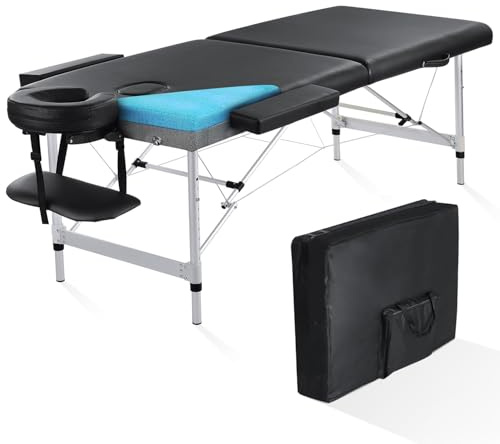 CHRUN Massage Table Portable Massage Bed Lash Bed SPA Bed Facial Table 2 Section Aluminum Height Adjustment Carrying Bag & Accessories for Home