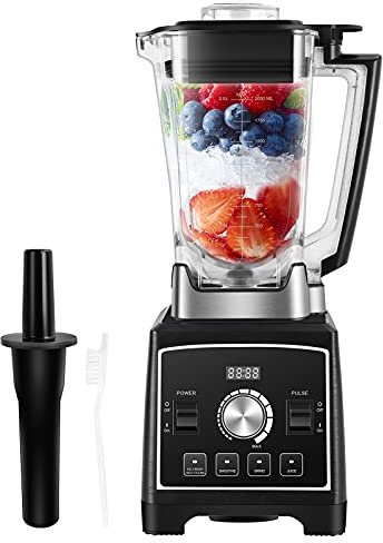 Vpcok Direct Standmixer Hochleistungsmixer 2000W 2L Becher 8 Profi-Klingen, Smoothie Maker mit 8 Gänge und Ein Impuls-Taster, 5 Intelligente Voreinstellungen (Eiszerklendern/Smoothie/Mahlen/Saft)