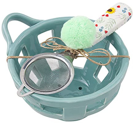 Mud Pie 41540015B, azul, juego de bayas, cesta 3.5 x 5.5 de diámetro | Colador 7.25