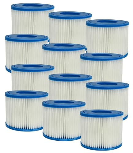 vhbw 12x Filterkartusche Typ VI kompatibel mit Bestway Lay-Z-Spa Paris, Palm Springs Pool - Ersatzfilter Blau Weiß