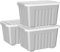 Cetomo 35L*3 Storage Boxes with Wheels, Plastic Storage Box with Lid, Latching Buckles, Click Closure, Stackable, Nesting, Durable Organizer for Home Office Clothes, Gray, 35L-3 Pack