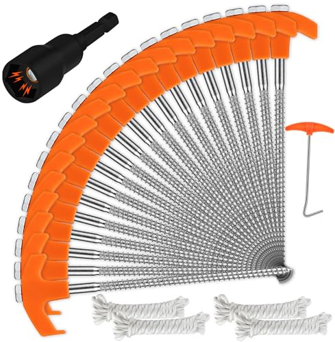 HORUSDY 20 Pack 20CM / 8-Inch Heavy Duty Tent Stakes Awning Pegs Camping Stakes with 4 x 13ft Rope & 1 Stopper T Pull Hook