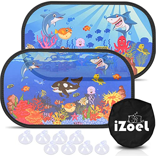iZoeL Kinder Auto Sonnenschutz - Baby Fenster Seitenscheibe Sonnenblende mit UV Schutz (Schwarz Elefant)