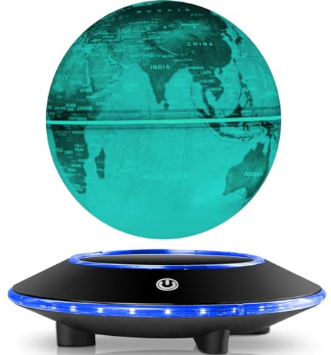 Levitating Globe, Rotating Floating 6 Inches Magnetic Levitation World Map Globe Lamp, Cool Gifts for Christmas, Birthday, Home Office Decor (7 Colors Changing)