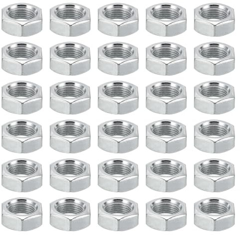 PATIKIL M12x1.0 Stahl Sechskantmuttern 50 Pack Metrische Gewinde Verzinkt Beschläge Muttern Schraube Bolzen Befestigungsteile für Lampen Maschinen Reparatur 7mm Höhe