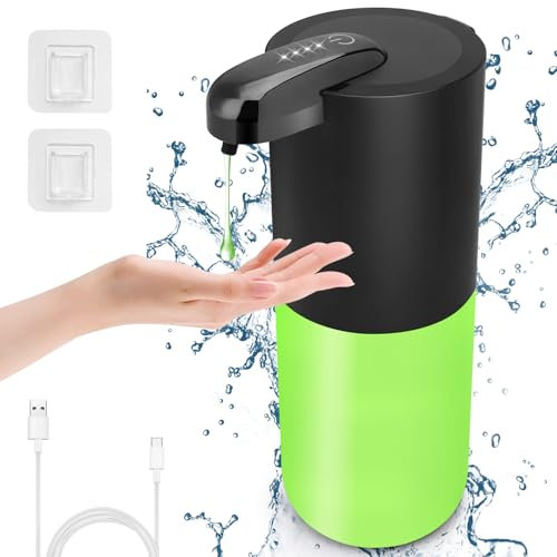 Cuteefun Automatic Liquid Soap Dispenser, 380ml Rechargeable Touchless Hand Soap Dispenser, 4-Level Adjustable Liquid Volume, IPX5 Waterproof, Wall Mounted for Kitchen, Bathroom, Black