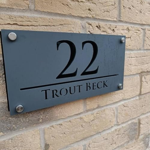 WOMB Letrero de acrílico personalizado en 3D moderno para exteriores, placas de dirección para números de casa, regalos de inauguración de la casa (15 x 28 cm)