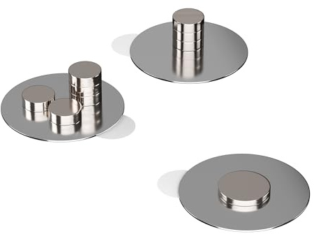 KLEBASTO Self-Adhesive Metal Plates, Metal Plate for Magnets, Attachment for Tonie Figures, Magnetic Mobile Phone, Thin Adhesive Substrate (20, Diameter 21 mm)