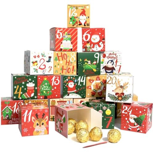 DIY julkalenderlådor, 24 dagar kraftpapper adventskalender presentlådor jul nedräkning kalenderlådor fyllbar adventskalender låda för julfest dekor