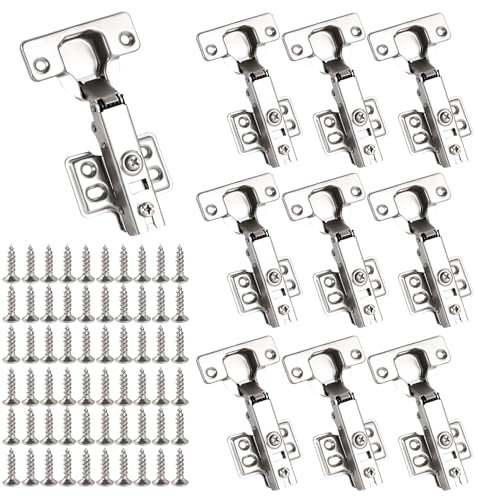 10 Stück Scharniere für Schranktüren,110 Grad Schrankscharnier mit Leise Hydraulisch Dämpfungsfunktion,Automatiks Dämpfung Topfscharnier,Softclose Scharnier für Küchenschrank Schranktür