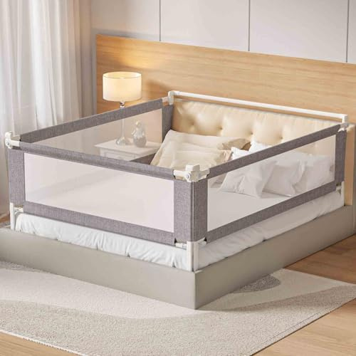 PurePapoose 3-Piece King Size Bed Rail for Toddlers - Height Adjustable Baby Bed Rail Guard with Headboard Rod,Safety Bed Rails for King Size Bed with Child Lock(78.74x78.74x74.8 Inch)