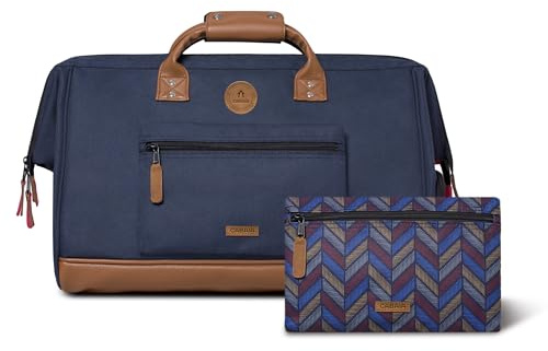 CABAIA - Sac de Voyage Duffle Adventurer Chicago 40L - Compatible Bagage Cabine 45x30x29 - Déperlant & Certifié Vegan - 2 Poches - Compartiment à Chaussures - Sac Week-End, Sac de Sport - Bleu