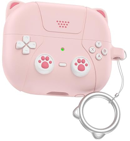 GIOPUEY Case Compatible with Samsung Galaxy Buds 3 FE, Cute funny cartoon Silicone TPU Soft Protective Case Cover with Keyring Included for Boys girls men women - pink