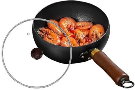 Generiska järnpannor för matlagning, non-stick stekpanna med lock | obelagt köksredskap för stekning och bräsering av biff ägg fisk och kyckling inomhus utomhus samt