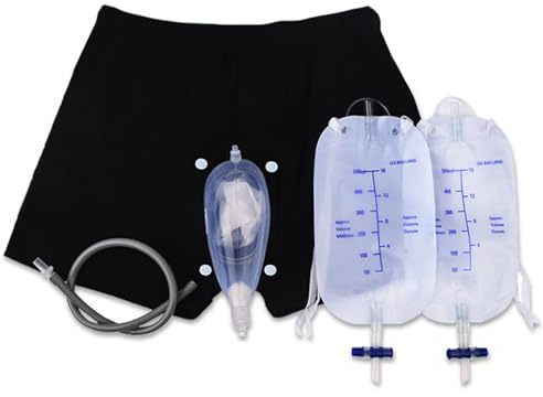 Set di slip per incontinenza da uomo, intimo per incontinenza a tenuta stagna, orinatoio indossabile staccabile con sacca per urina e catetere raccoglitore di urina in silicone per anziani, orinato