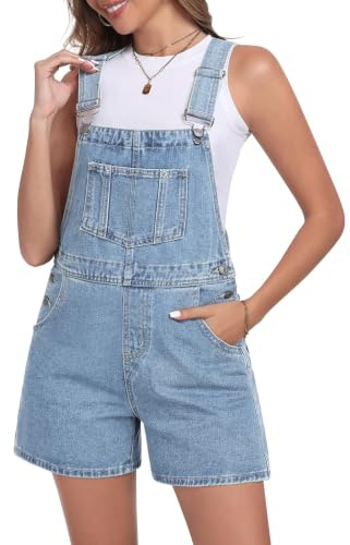 Denim Dungaree Shorts for Women Adjustable Strap Casual With Pockets | Soft Breathable Denim Fabric;Easy Side Buttons;Suitable For Summer Daily & Weekend Wear