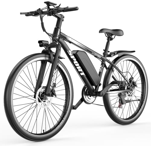 Electric Bike for Adults, 1500W Peak Motor, Up to 25 MPH, 65 Miles PAS Range, 48V 10Ah Removable Battery, Advanced Front Suspension, 7 Speeds, Compact Electric Mountain Bicycle, 26 Commuting Ebike