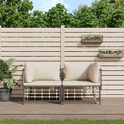 Frdhee Lounge Sofa Loungesofa Couch Gartensofa,Ecksofas mit Kissen 2 STK. Modular Poly Rattan,Balkon Möbel Für Wintergarten,Terrasse,Einfach Zu Warten