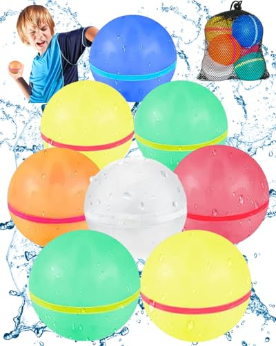 Reusable Water Balloons, Magnetic Self Sealing Quick Fill Water Balloons with Mesh Bag, Silicone Water Bomb For Kids, Summer Toys Swimming Pool Party Supplies Bath Toy Outdoor