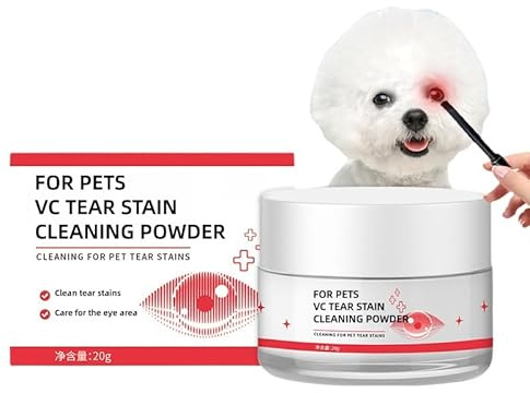 MagiSel Polvere Rimuovi Macchie di Lacrime, Polvere per Occhi di Animali, Cura Naturale per Cani e Gatti, Pulisce Delicatamente Le Macchie di Lacrime, Riduce Le Macchie, 50g con Spazzola