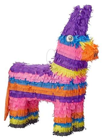 Relaxdays 2er Set Pinata Esel, zum Aufhängen, Kinder, Mädchen, Jungs, Geburtstag, zum Befüllen, HxBxT: 55 x 40 x 13 cm, bunt