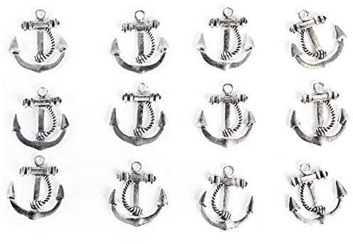 Anker Streudeko, 12 Stück: Mini Anker aus Metall, Maritime Deko, Tischdeko Flach, Dekoration Badezimmer Maritim, Maritimdeko Bad & Wohnzimmer, Sommer, Strand & Meer, Mit Öse, Baddeko Klein, 2,5 cm