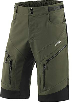 ARSUXEO Men's Loose Fit Cycling Shorts Mountain Bike Shorts Water Ressistant 1903 Army Green Size Large