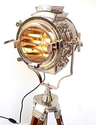 Nautical Replica Hub Lámpara de pie de cine Trípode retro marrón náutico Focos Lámpara de pie de trípode de madera