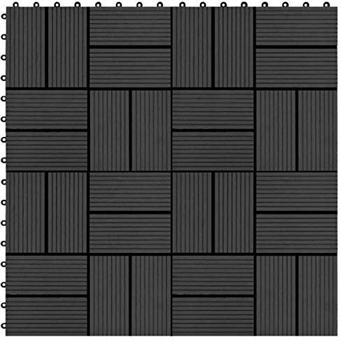 vidaXL 22x Piastrelle per Decking a Incastro Impermeabili Pavimento per Terrazzi Esterni Bagno Listoni Pavimentazione 30x30cm 2mq in WPC Nero