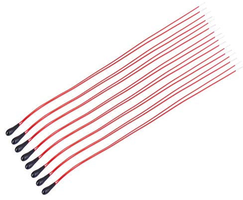 10 Stück MF52B Thermistor, Mit hoher Empfindlichkeit und 60 mm Lackdraht 60mm Thermistor Temperatursensor 1K / 5K / 10K MF52B 1% Genauigkeit(10K)
