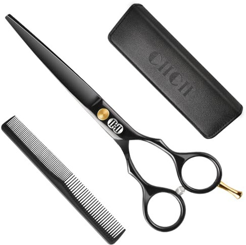 CIICII Forbici Parrucchiere Professionali, 6,5 Pollici Forbici per Capelli/Kit Forbici Barbiere, Forbice da Taglio per Capelli/Fai da te/Casa (Nero)