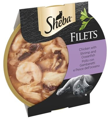 Sheba Fillets Cat Food Tray with Chicken, Shrimp and Ocean Fish in Gravy 2x16x60g