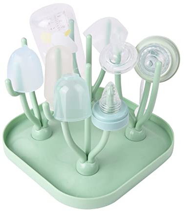 Vicloon Trockenständer Babyflaschen,Trockenständer für Babyflaschen mit Abtropfschale,BPA frei Babyflaschen Zubehör zum Trocknen von Babyflaschensaugern - Grün