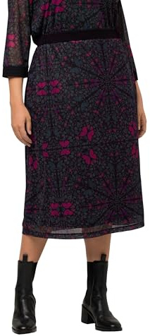 Ulla Popken Jupe en Maille Imprimée, Noir, 48-50 Femme
