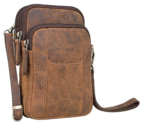 STILORD 'Tertius' Herren Umhängetasche Leder mit 3-in-1 System Männerhandtasche Handytasche zum Umhängen Handgelenktasche Gürteltasche Herren, Farbe:Colorado - braun
