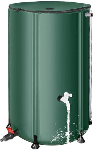 Rain Barrels to Collect Rainwater from Gutter - Rain Collection Barrel Water Barrel Rainwater Collection System Collapsible Rain Barrel Include Filter Two Spigots and Overflow Kit (100 Gallon, Green)