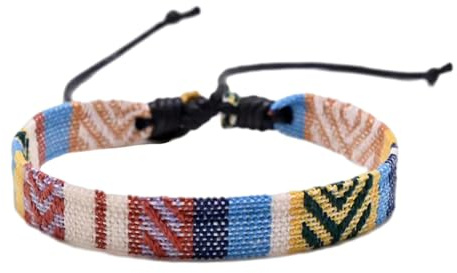 RELKLYU Bracelet bohème, tissé à la main, porte-bonheur, tibétain, surfeur bohème, pour hommes et femmes, longueur: 25 cm, PU + fil ciré