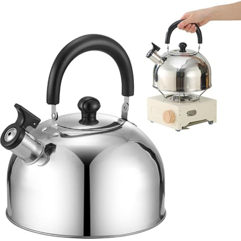 Acunny Cuisinière avec sifflet - Bouilloire de camping portable pour cuisinière - Bouilloire polyvalente pour sac à dos pour la pêche dans le