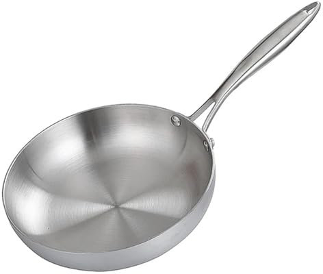 Edelstahlpfanne, 304 Stainless Steel Pan, unbeschichtet 28 cm Edelstahl Pfanne für Induktion | Alle Herdarten, Ergonomischer Griff, Spülmaschinen Geeignet (28 CM)