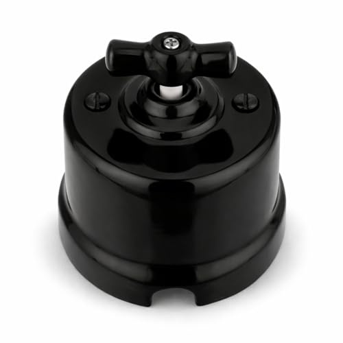 Ytmonterad porslin retro rotary, strömbrytare, allt-i-ett, serie QR1 svart
