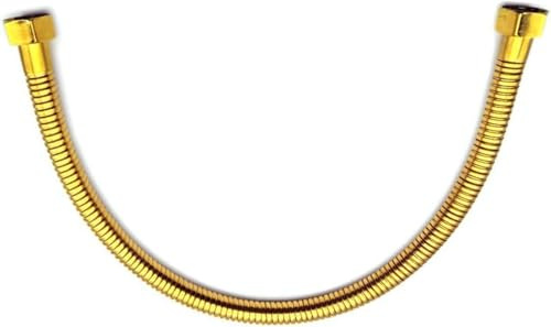 Gold 50cm Plumbing Pipe, Plumbing Hose 1/2 Angle Valve Connector, Stainless Steel Gold Toilet Hose for Bathroom, Fittings Length, Tubing and Hoses