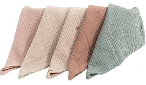 GIFANEO 5 stycken Ba by tvättlappar, Ba by ansiktshanddukar, Ba by triangelduk, dregellappar, 100 % bomull, babyhanddukar, mjuka nyfödda