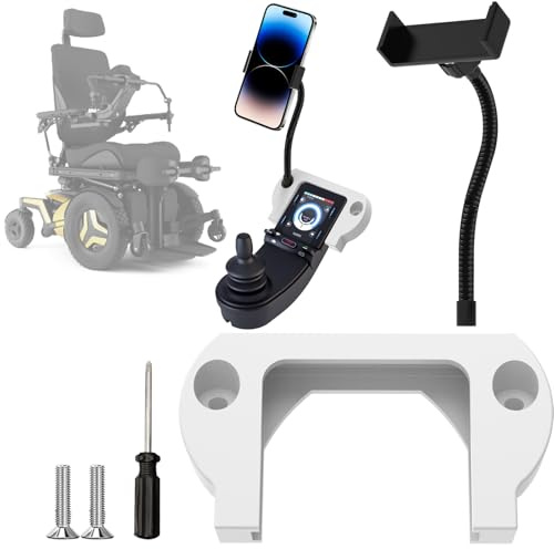 WSBXBB Support de téléphone pour fauteuil roulant Permobil (modèles : PJSM) | Support de téléphone réglable compatible avec joystick Permobil PJSM