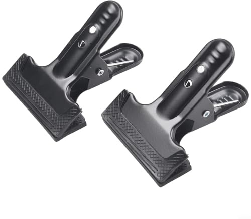 Besttoolifes 2 clips de abrazadera de resorte de boca ancha resistentes de metal con almohadillas de goma, agarre fuerte para soportes de fondo de fotografía, carpintería, manualidades, taller y
