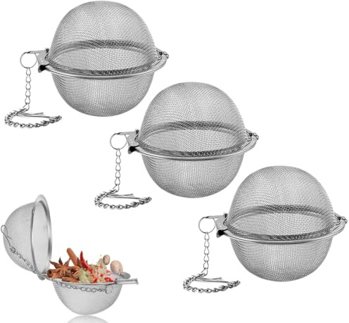 UIEXEA 3 Pcs Infusor de Bola de Té, Bolas de Té de Acero Inoxidable, Reutilizable y Fácil de Limpiar, Ideal para Teteras, Tazas y Tazas, Infúsor para Hierbas y Especias