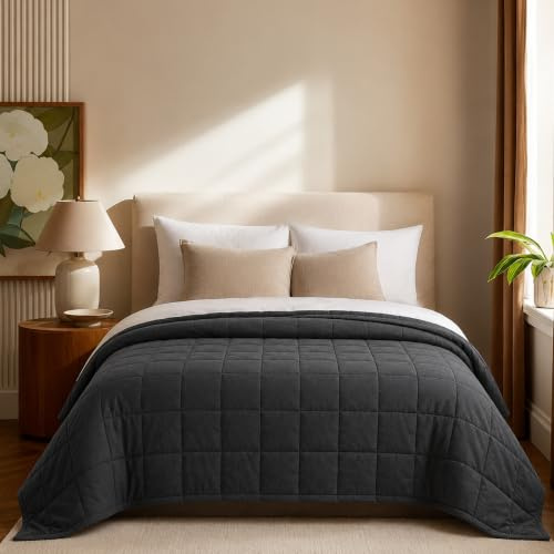 COZYXWORLD Gewichtsdecke 135x200cm 7kg, Schwere Decke Weight Blanket Grau