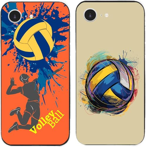 Fodral för iPhone 17e, cool volleyboll tryckt hållbar nedbrytbar TPU silikongel tunn baksida telefonfodral, 2 st per paket